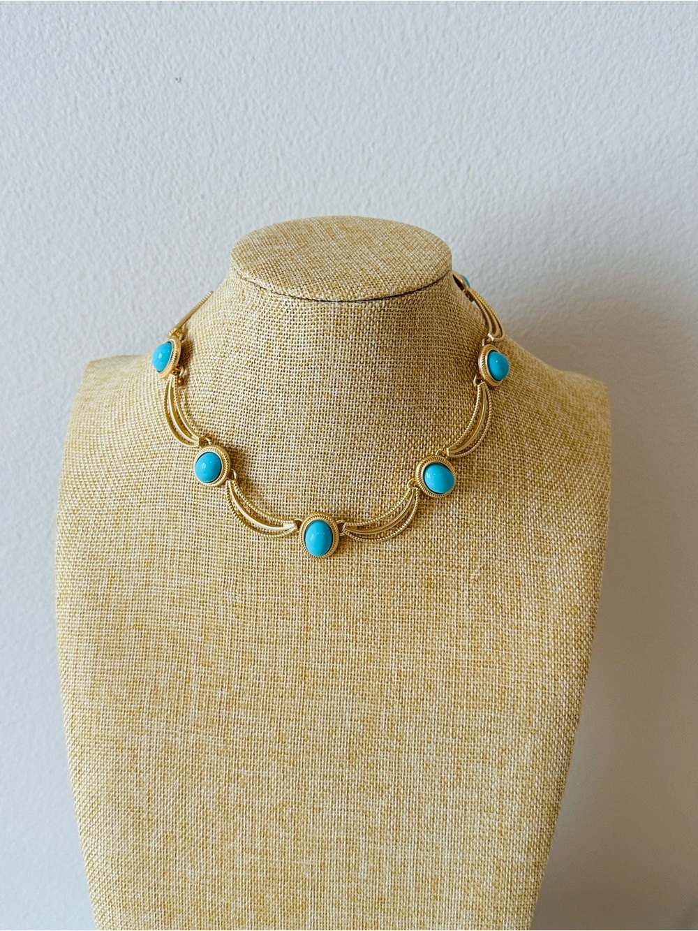 Fashion Jewelry Gold-Tone Necklace with Turquoise Stones